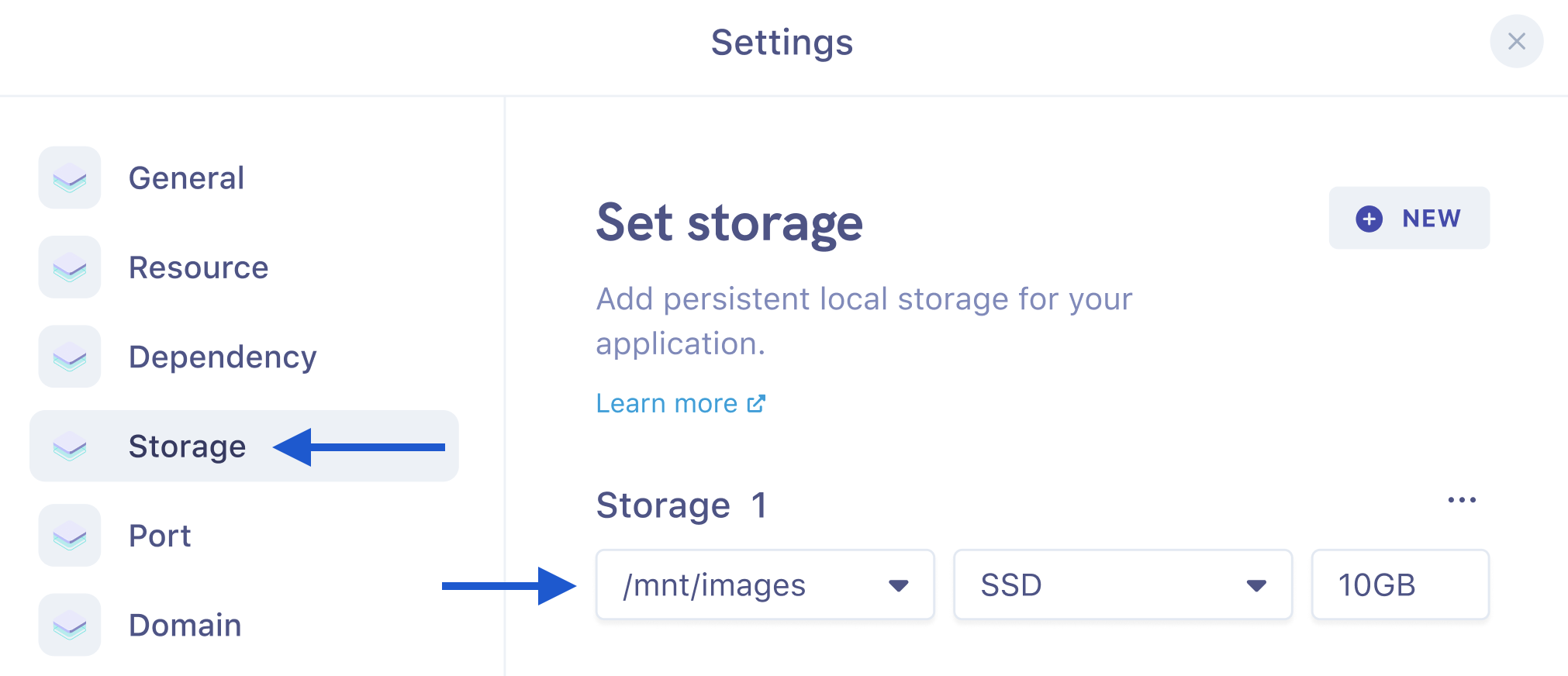 Set storage to 10GB SSD