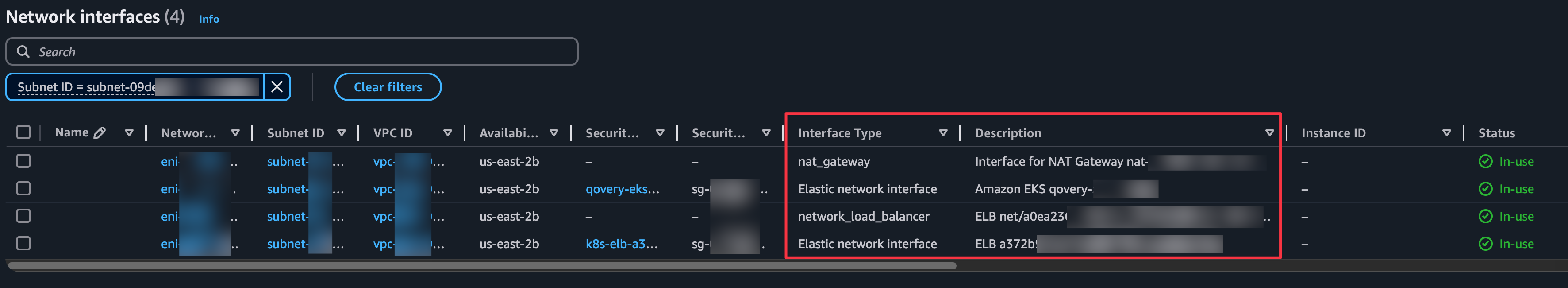 AWS network interfaces