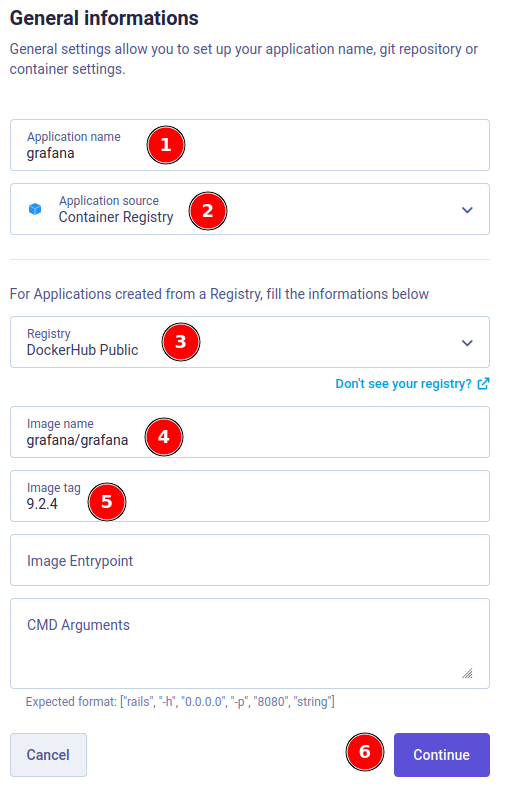 create gafana app