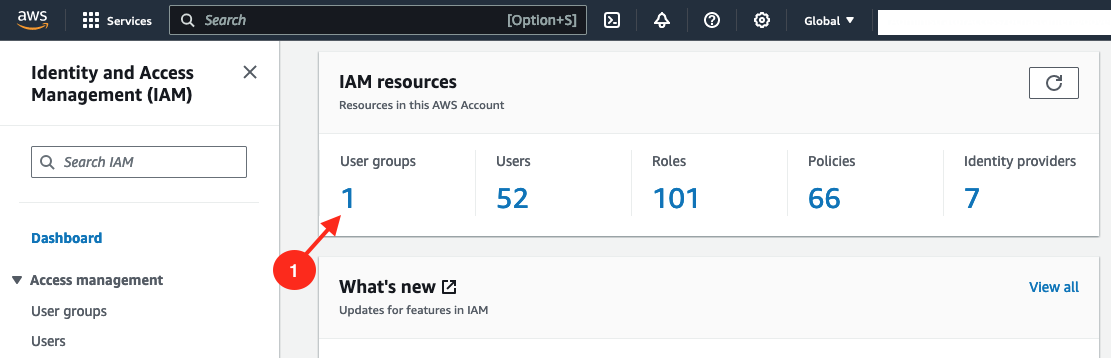 AWS console - go to user groups