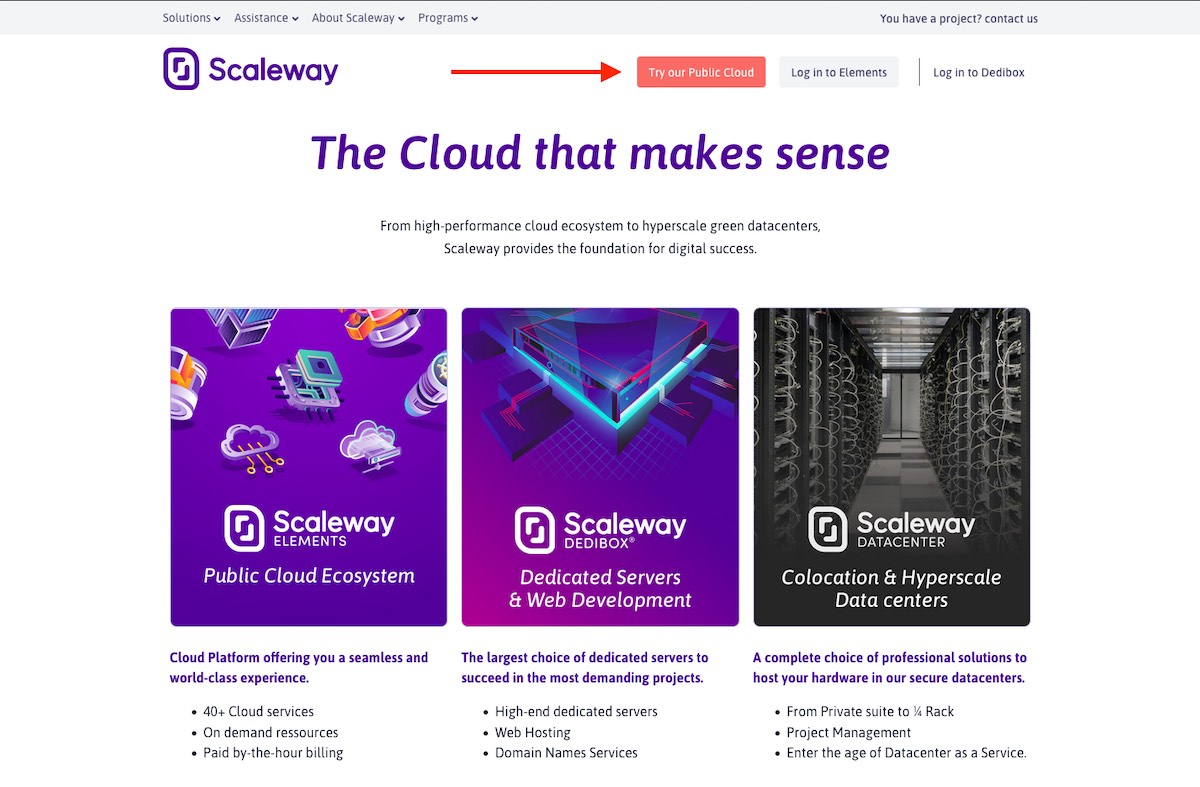 Create an account on Scaleway
