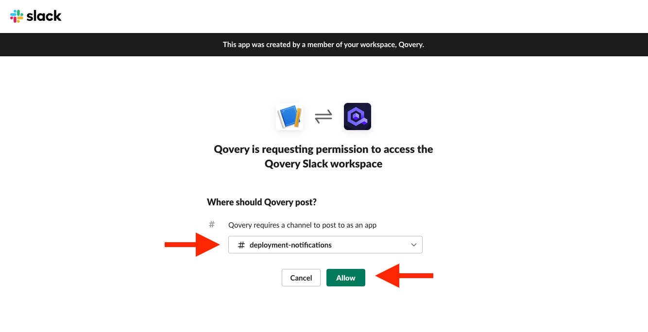 Create a webhook integration on Slack - step 3